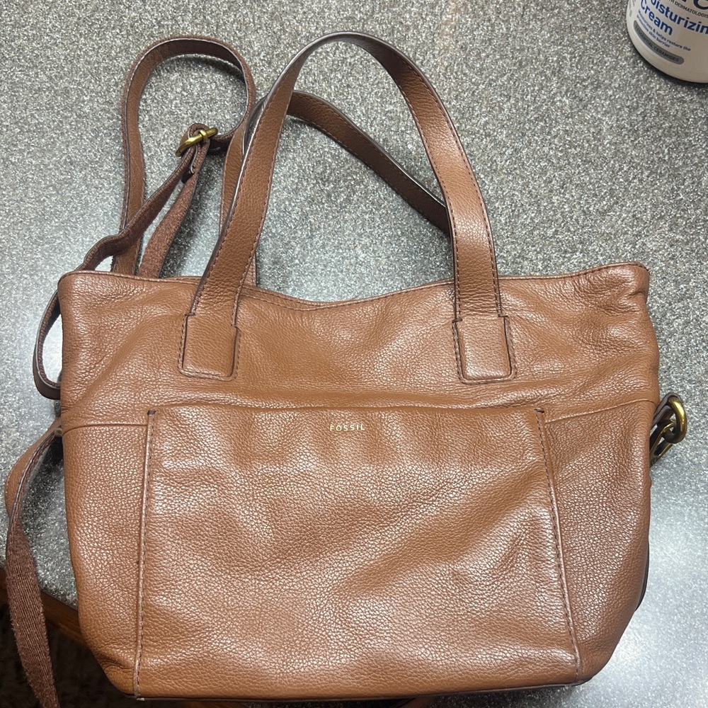 Fossil Tan Leather Shoulder Bag